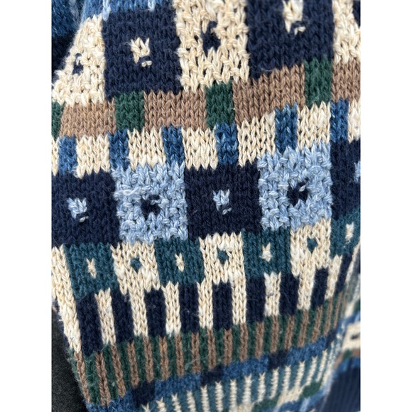 VTG Eddie Bauer Mens Geometric Pattern Crew Neck Sweater Cotton Made in USA XL - Picture 6 of 8